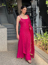 Rani Pink Ring Work Chikankari Kurta Set (Set of 3)